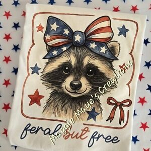 Patriotic Raccoon Graphic Tee - White